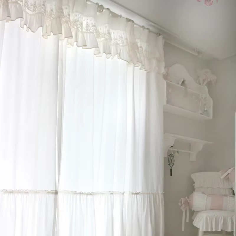 Rideaux français élégants en dentelle à plusieurs étages, pour salon, princesse, en coton, pour balc