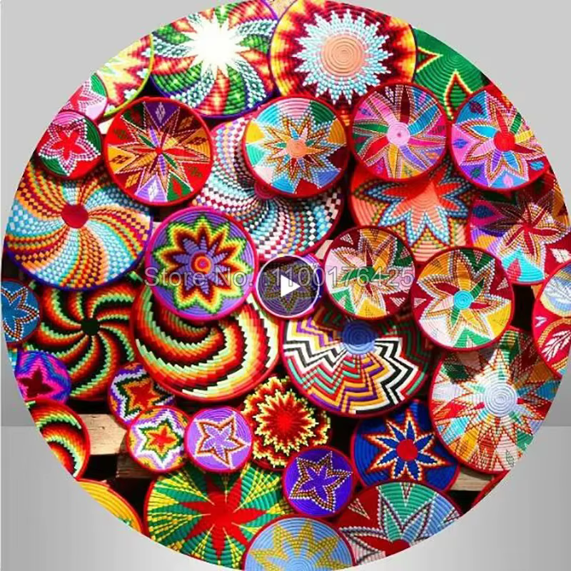 Nappe ronde paniers éthiopiens traditionnels classique imperméable élastique ajusté impression 3D co
