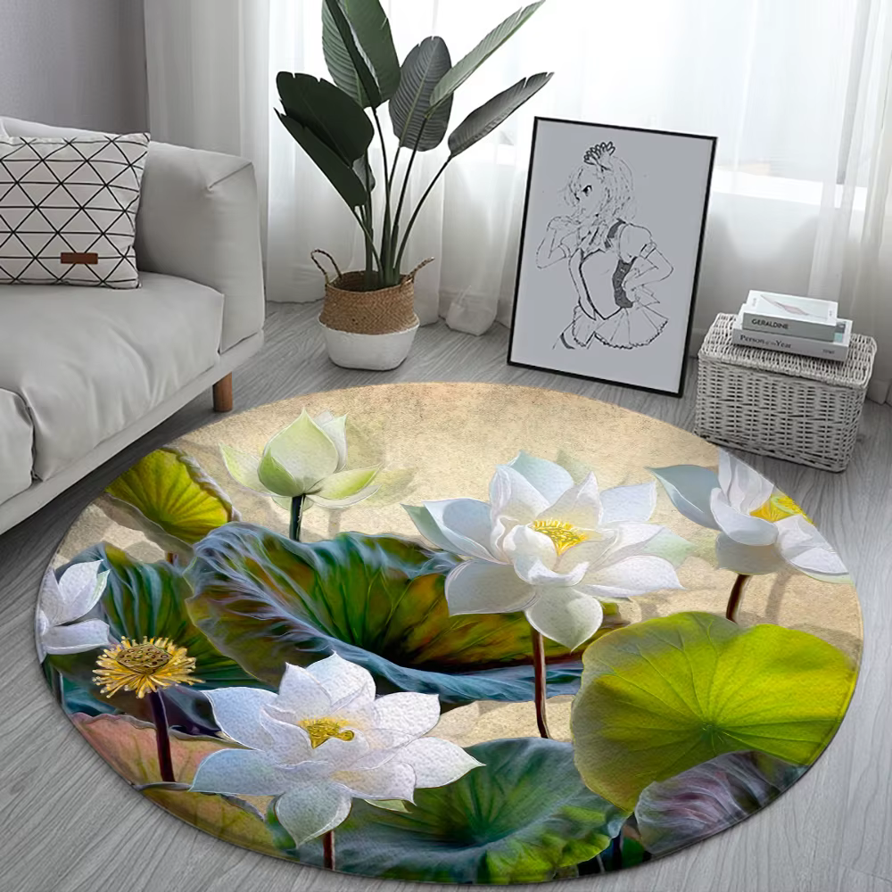 Tapis de peinture de paysage de Lotus, canapé rond Van Gogh, maison, salon, chambre à coucher, salle