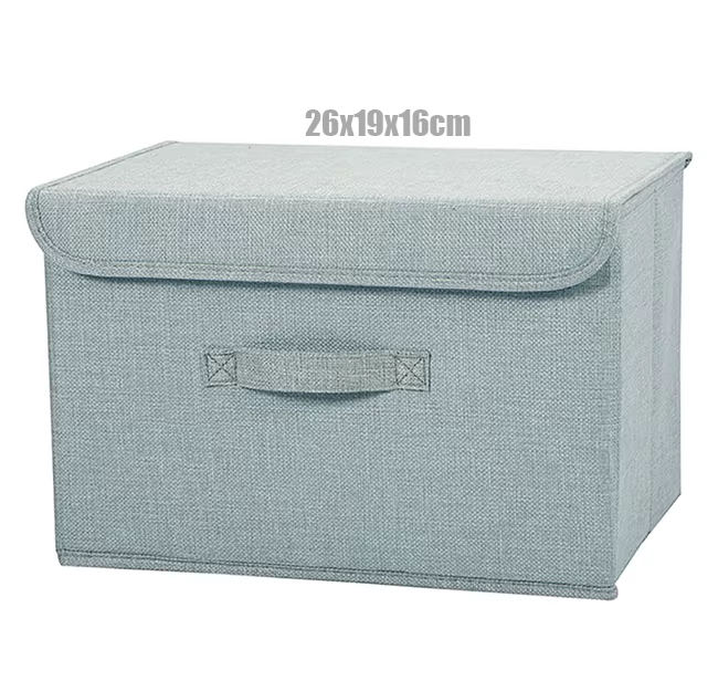 Nouvelle boîte de rangement lavable en lin et coton avec couvercle, panier de rangement pour vêtemen