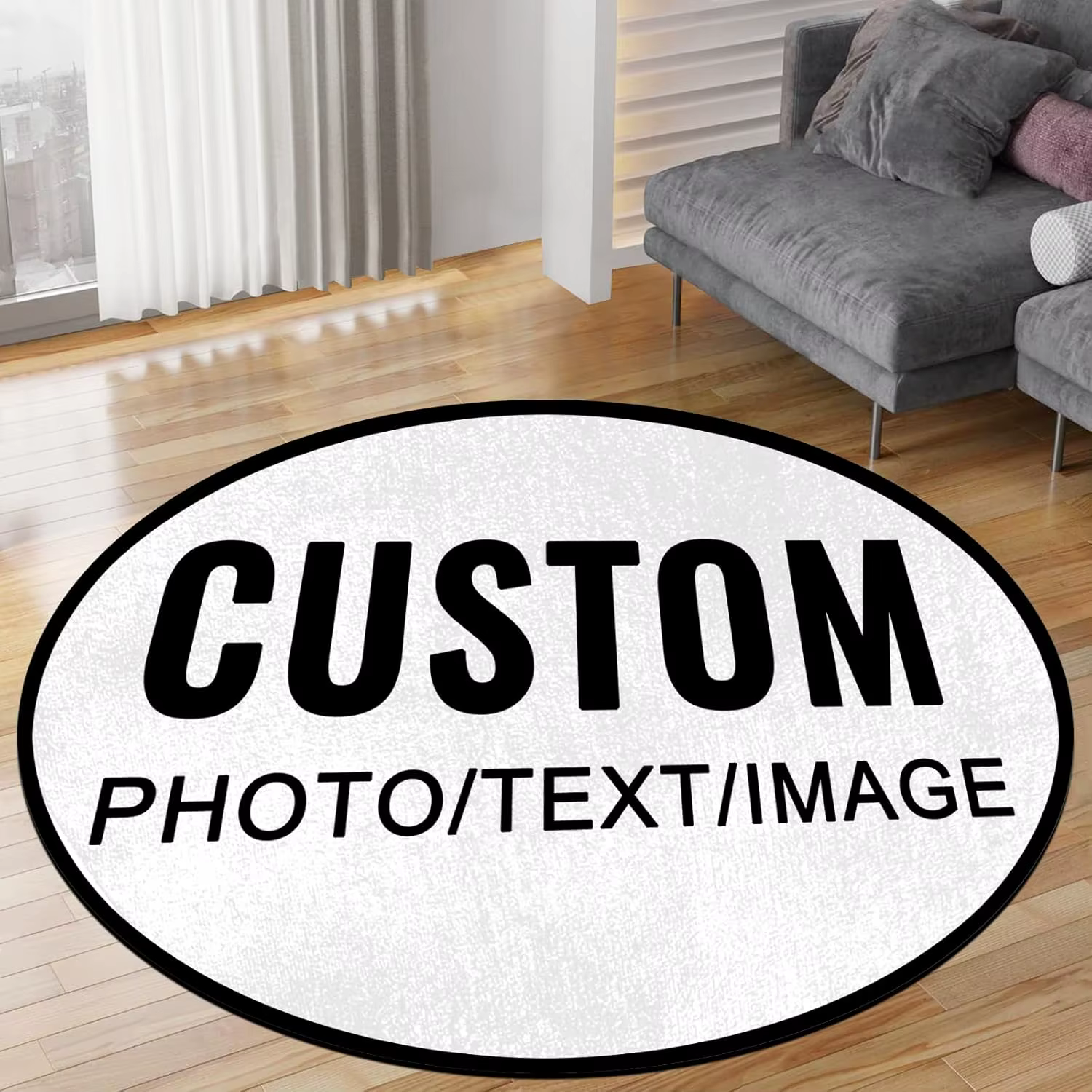 Tapis rond personnalisé Tapis de zone personnalisé avec logo Image Texte Photo, tapis intérieur anti