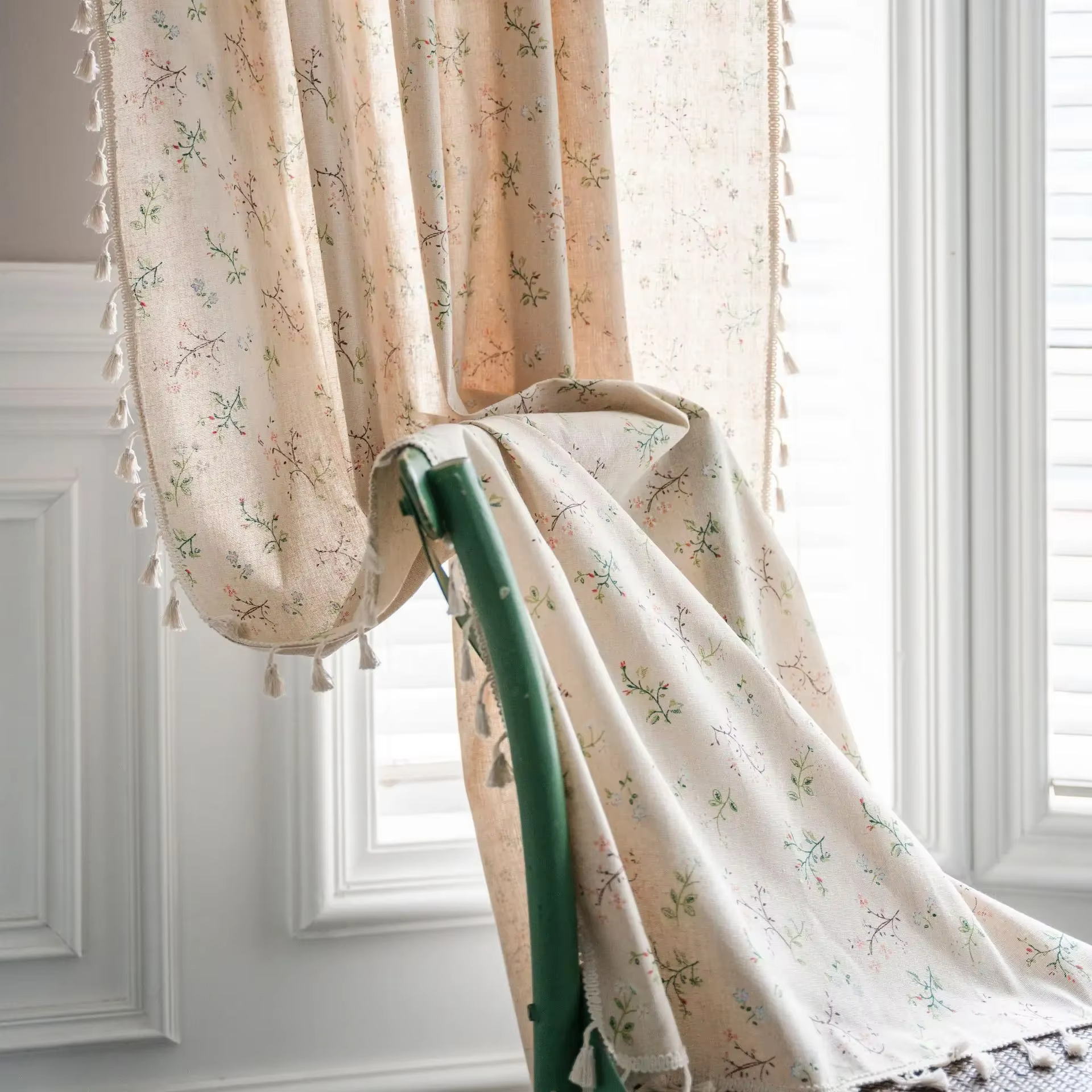 Rideaux de ferme, draperies de salon semi-affaissement, panneaux de rideaux de fenêtre bohème en cot
