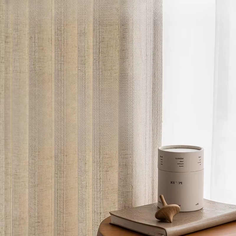 Crème moderne Simple salon chambre rideau occultant balcon crème solaire Chenille