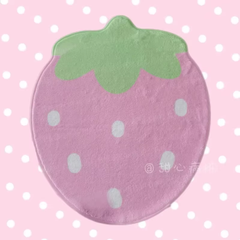 Tapis de sol doux à motif fraise, tapis antidérapant pour chambre à coucher, placard, décoration int
