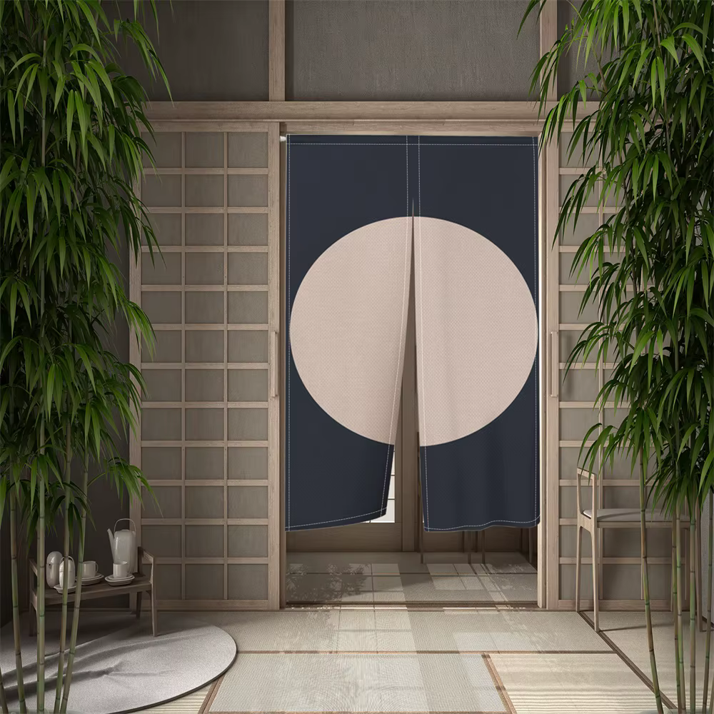 Rideau de porte circulaire en lin de Style pastoral, demi-rideau suspendu pour salon, chambre à couc