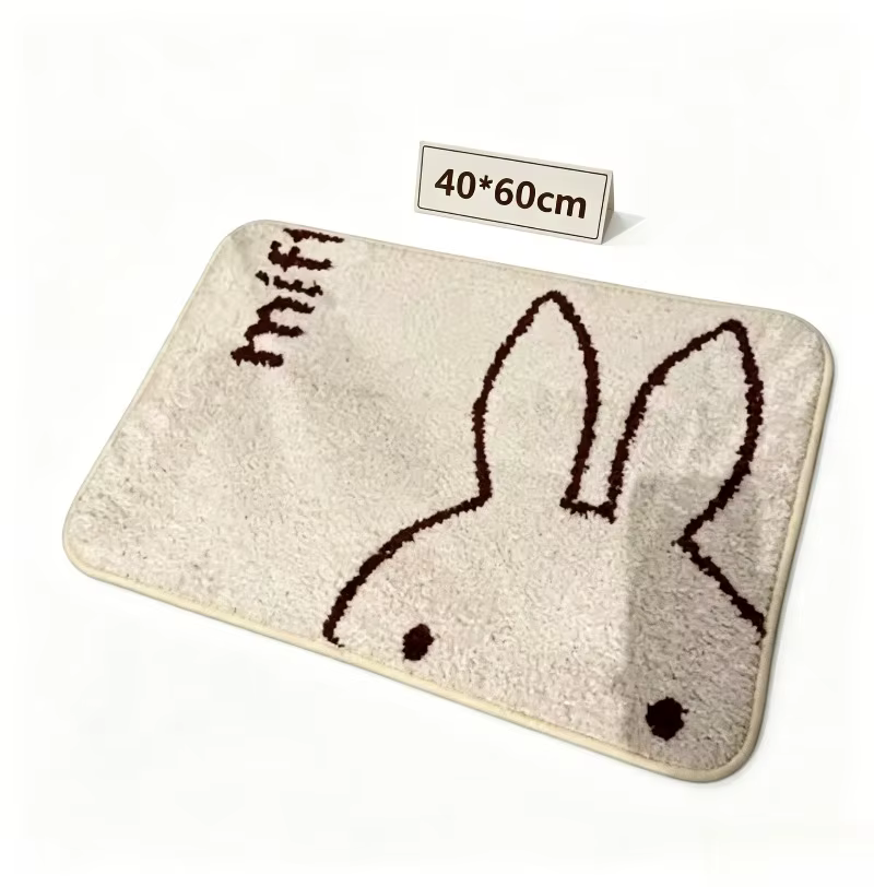 Tapis de sol moelleux Miffy Rabbit, tapis de porte antidérapant doux et absorbant, tapis de chevet d