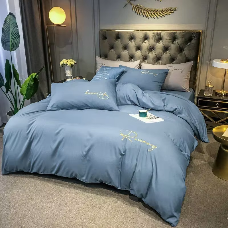 Housse de couette brodée Simple de haute qualité, housse de couette Queen lavée King, 220x240, douce