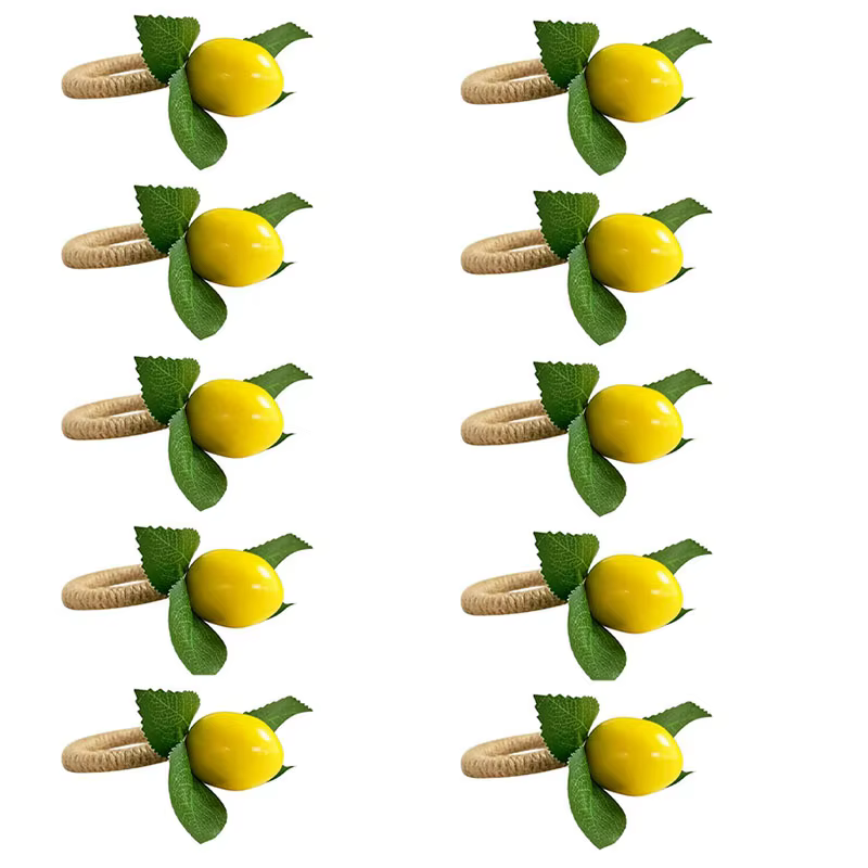 Ronds de Serviette Faits à la Main, Faux Citron Jaune avec Vigne, pour ixde Mariage, Banquet, 10 Piè
