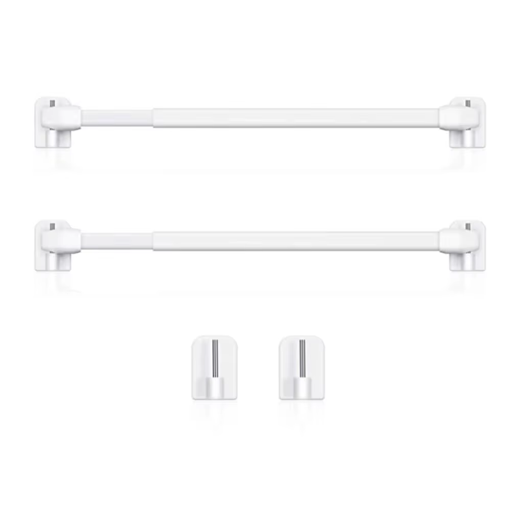 Tige à rideau télescopique réglable, 2 pièces, pour fenêtre, placard, support de garde-robe, sans ti