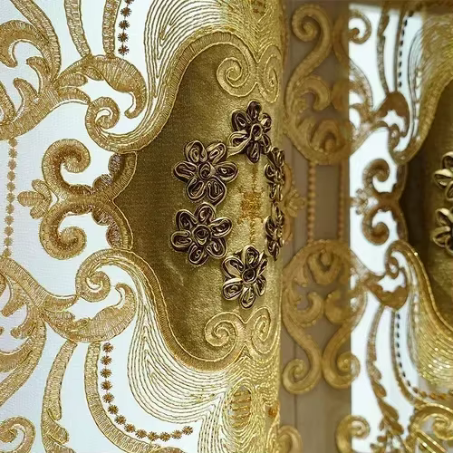 Rideaux de style européen pour salon de luxe, porte haut de gamme, Chenille brodée couleur café, fen