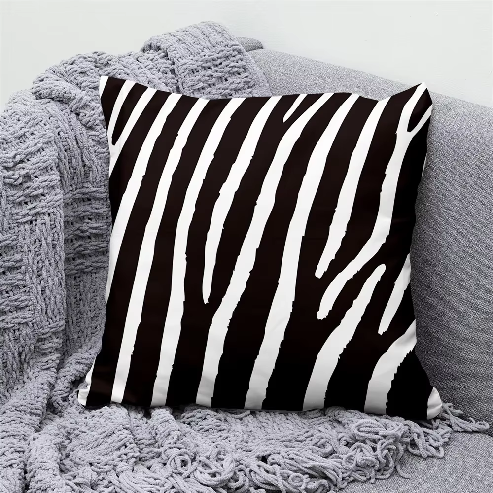 Taie d'oreiller à motif géométrique imprimé zèbre, coussin de canapé, décoration nordique pour la ma