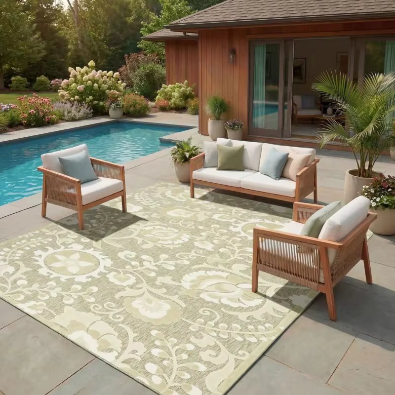 VIKAMA Tapis d'extérieur vintage bohème à motifs floraux multicolores, antidérapant, lavable, pour p