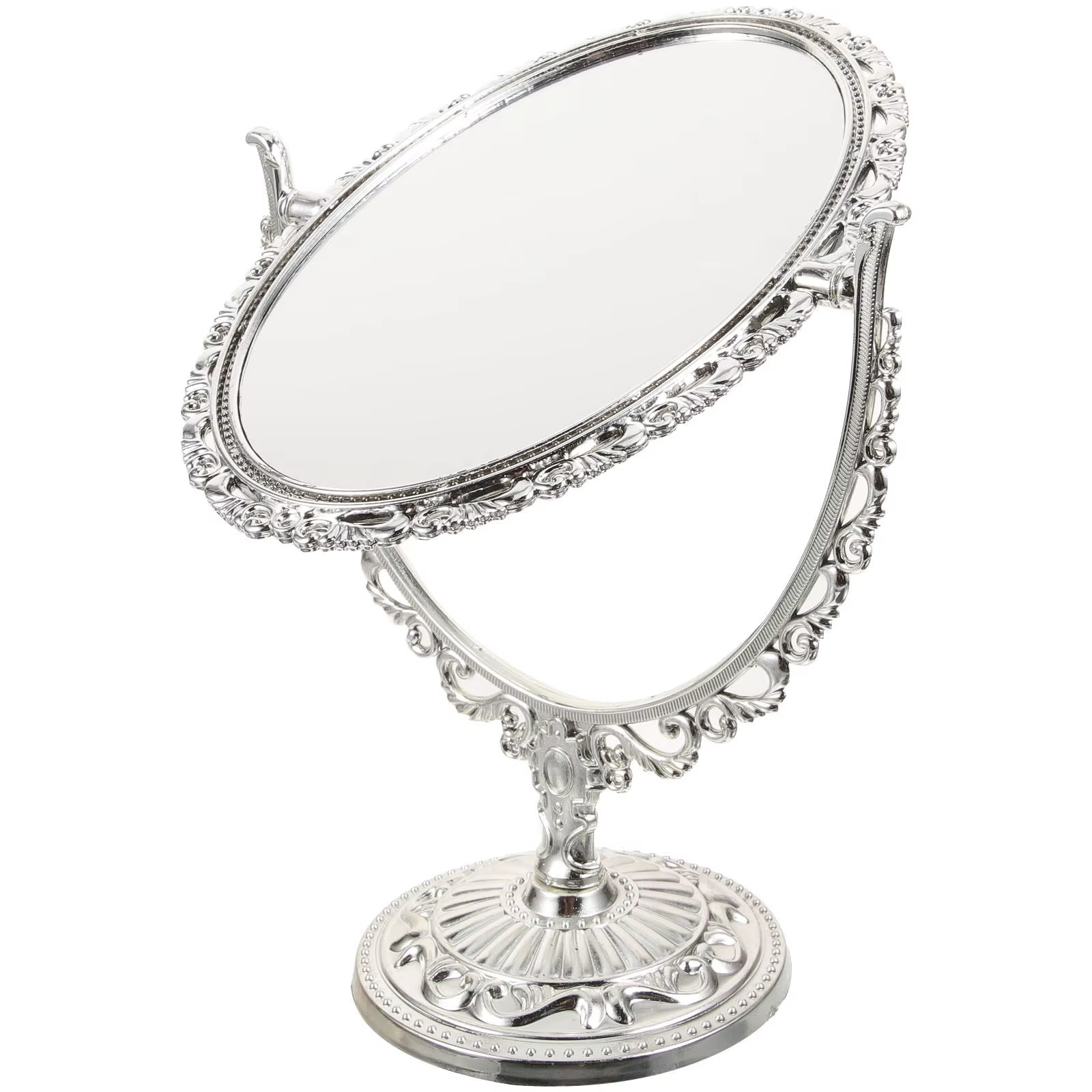 Miroir de maquillage ovale rétro de style européen, double face, rotation à 360 degrés, pour bureau,