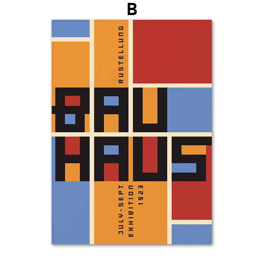 Affiches et impressions d'art mural géométrique Bauhaus Line Color Block, peinture sur toile abstrai