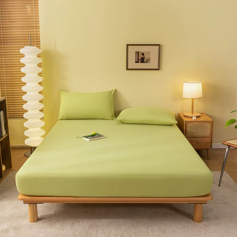 Drap-housse de couleur unie, housse de matelas avec bande élastique, drap de lit simple, Double, Que