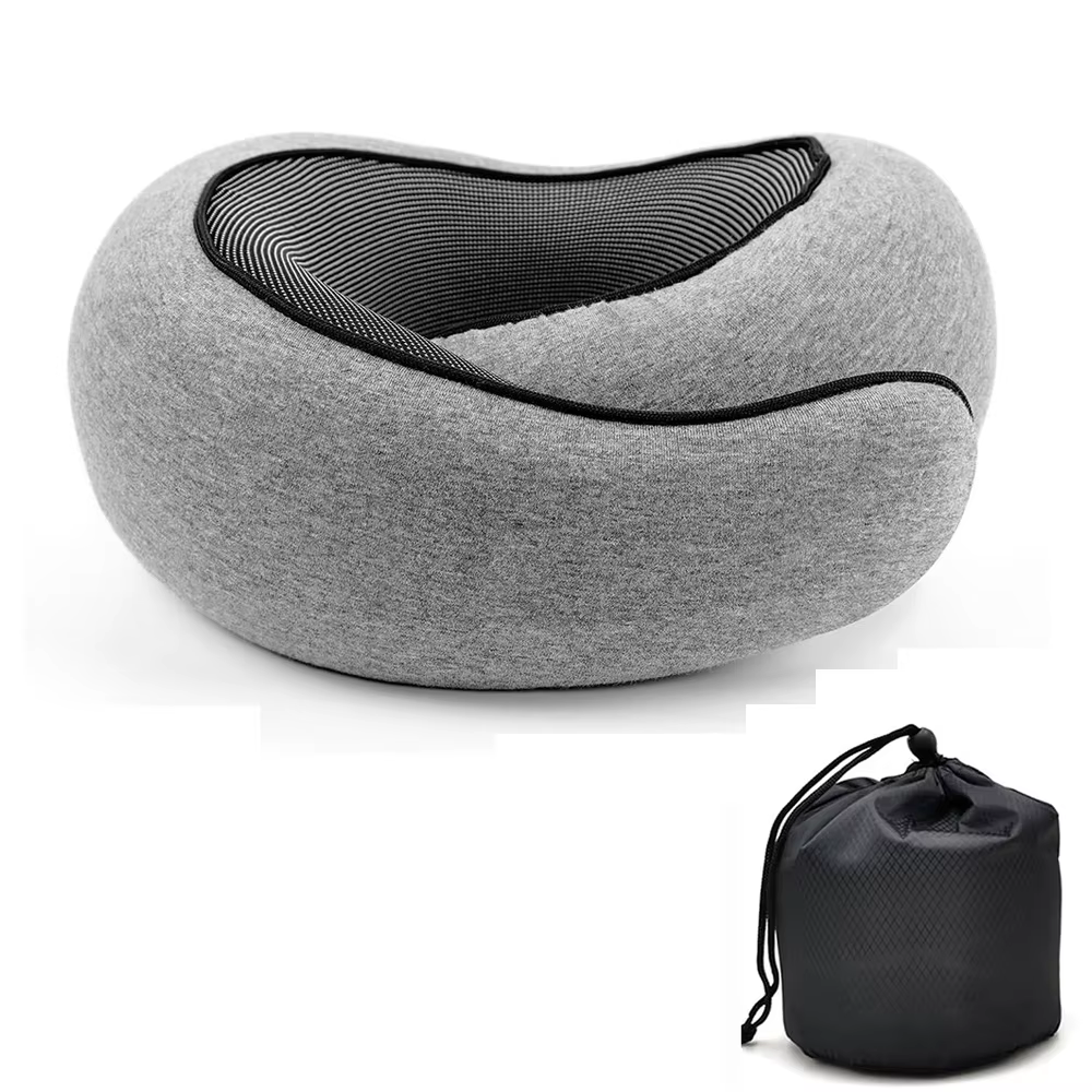Oreiller de voyage en forme de U en mousse à mémoire de forme, style escargot, soutien du cou, porta