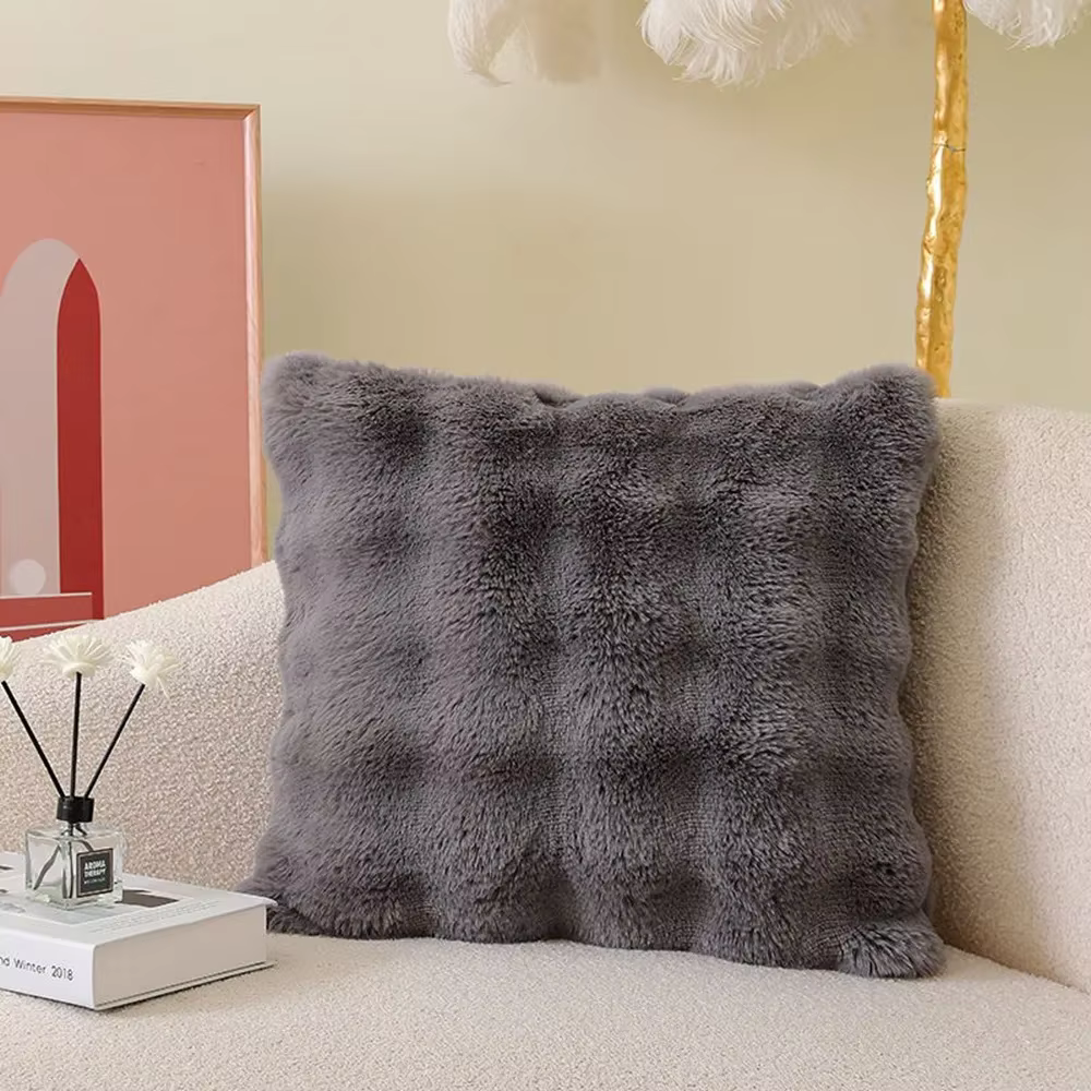 Housse de coussin en fourrure douce 45x45cm, taie d'oreiller décorative confortable en peluche pour 