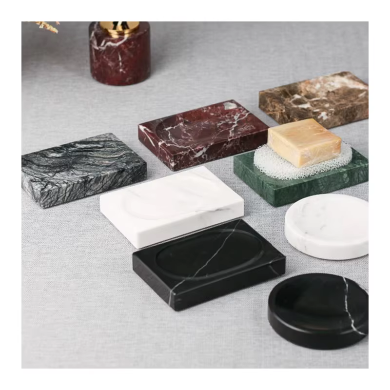Porte-savon de salle de bain rond carré personnalisé en marbre noir