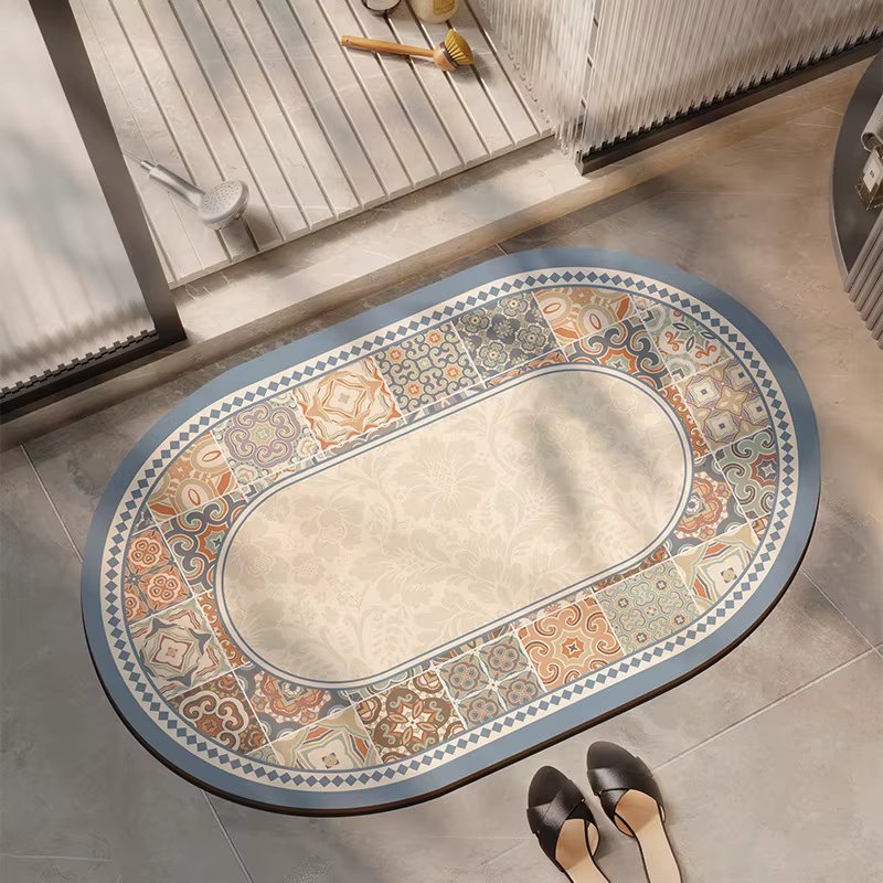 Tapis de salle de bain absorbant l'eau, tapis de sol à séchage rapide, antidérapant, sans lavage, dé
