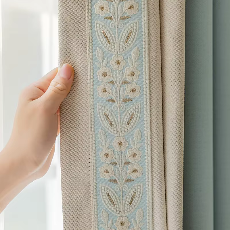 Rideau bleu de Style crème français, tissu d'épissure, rideaux occultants épais pour salon, salle à 