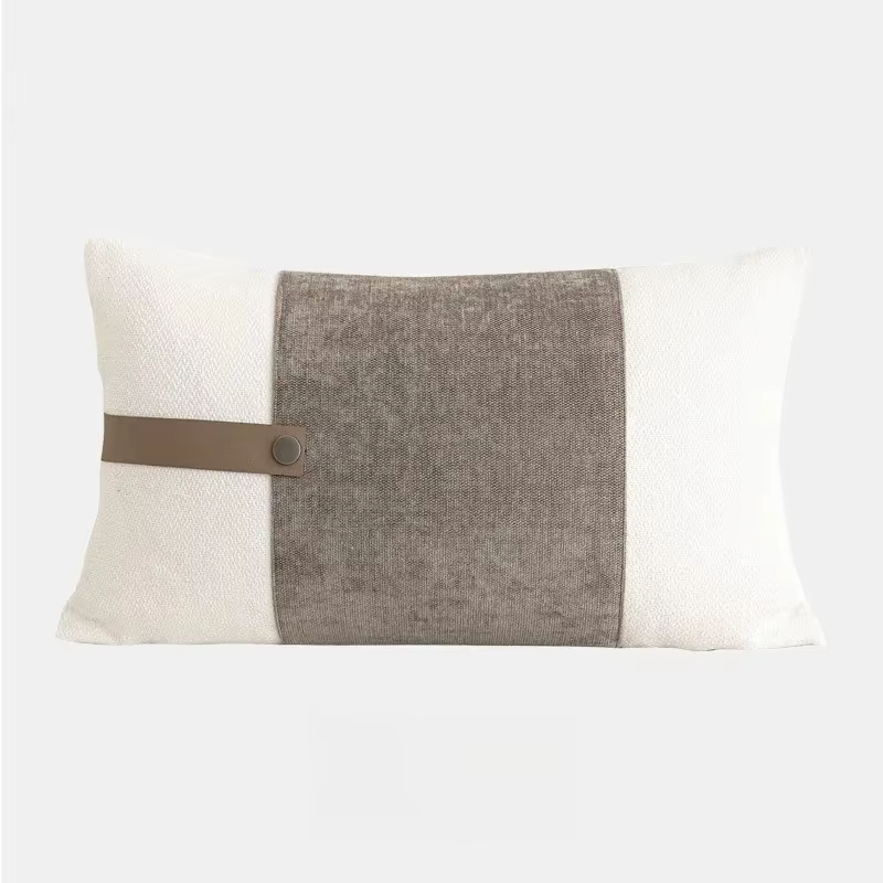 Housse de coussin de luxe design 30x50 45x45 60x60cm en lin taupe tissé avec bordure carrée pour la 