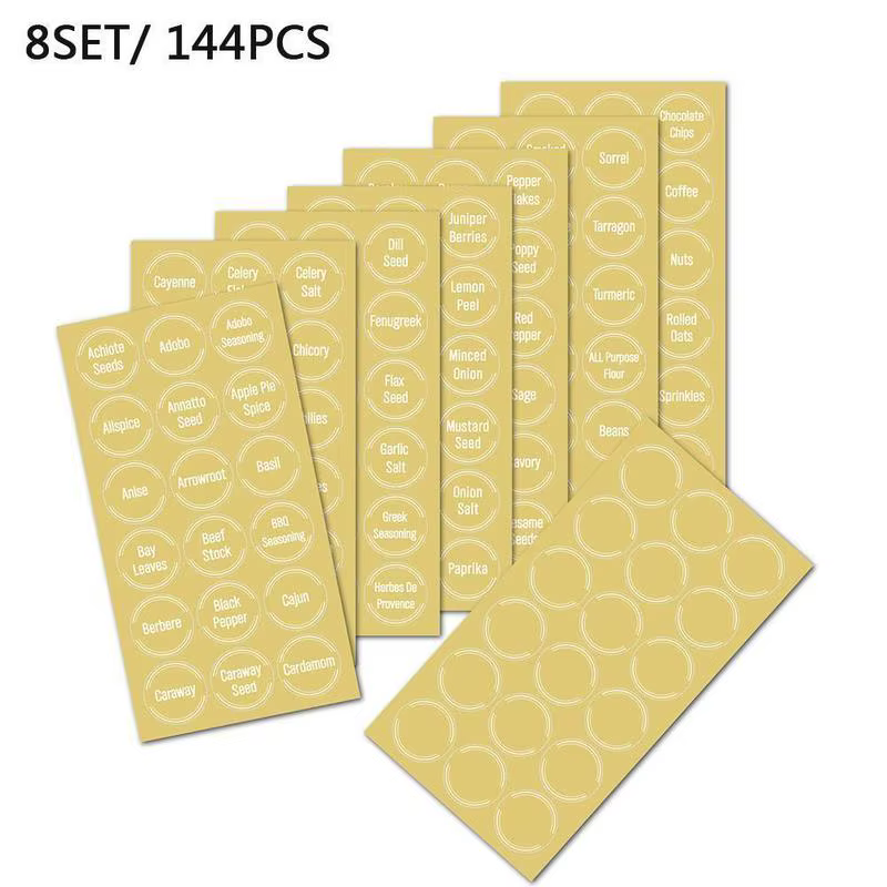 Étiquette autocollante pour cuisine, 144 pièces, ingrédients, épices, créative, transparente, étanch