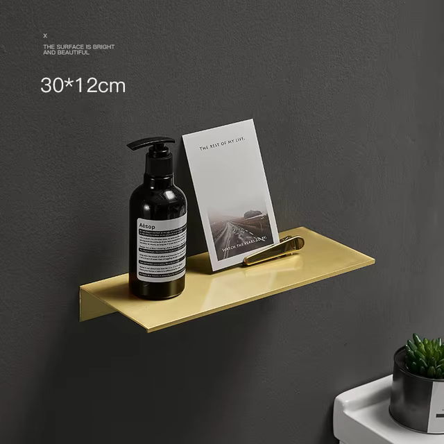 Étagère de rangement de salle de bain, or brossé, noir et blanc, 30-50cm, étagères de salle de bain 