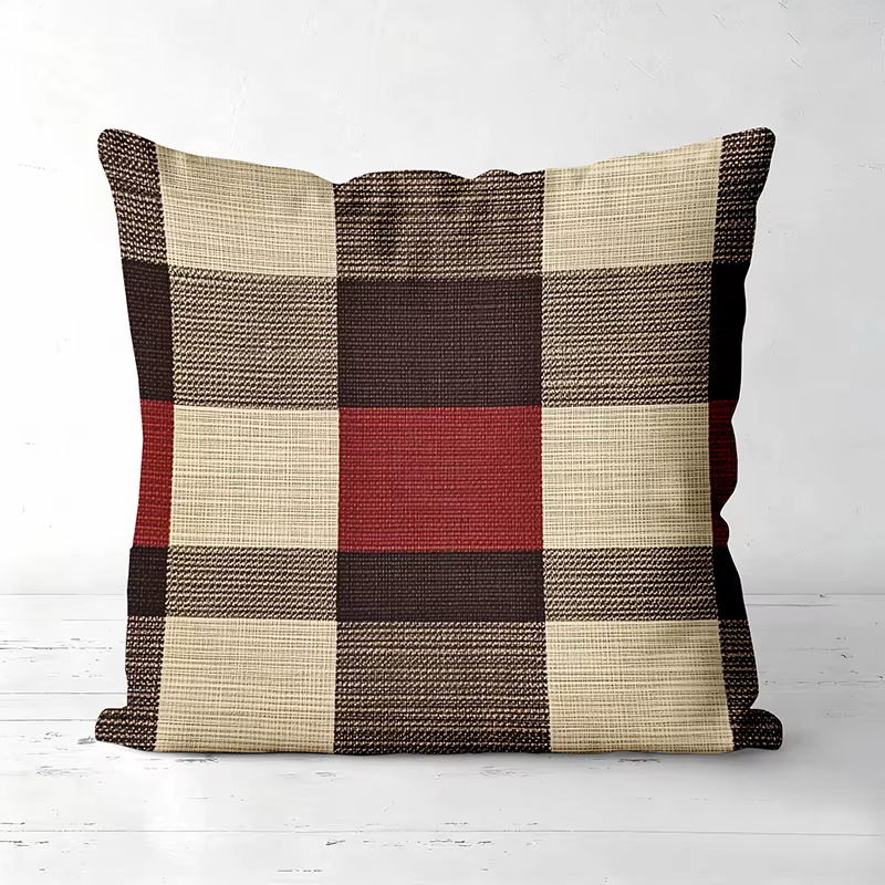 Housse de coussin décorative à motif patchwork écossais, imprimée en 2D, en polyester, pour canapé, 