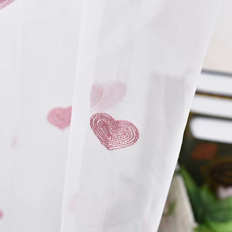 Rideaux occultants roses style coréen à 80 % pour chambre de fille, chambre d'enfant, avec broderie 