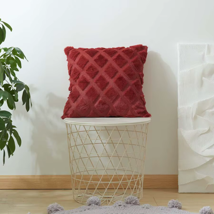 Juste de coussin en peluche diamant pour la décoration de la maison, taie d'oreiller monochrome, dou