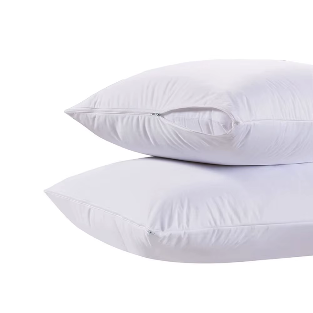 Housse de protection d'oreiller lisse, 1 pièce, fermeture éclair, imperméable, respirante, anti-acar