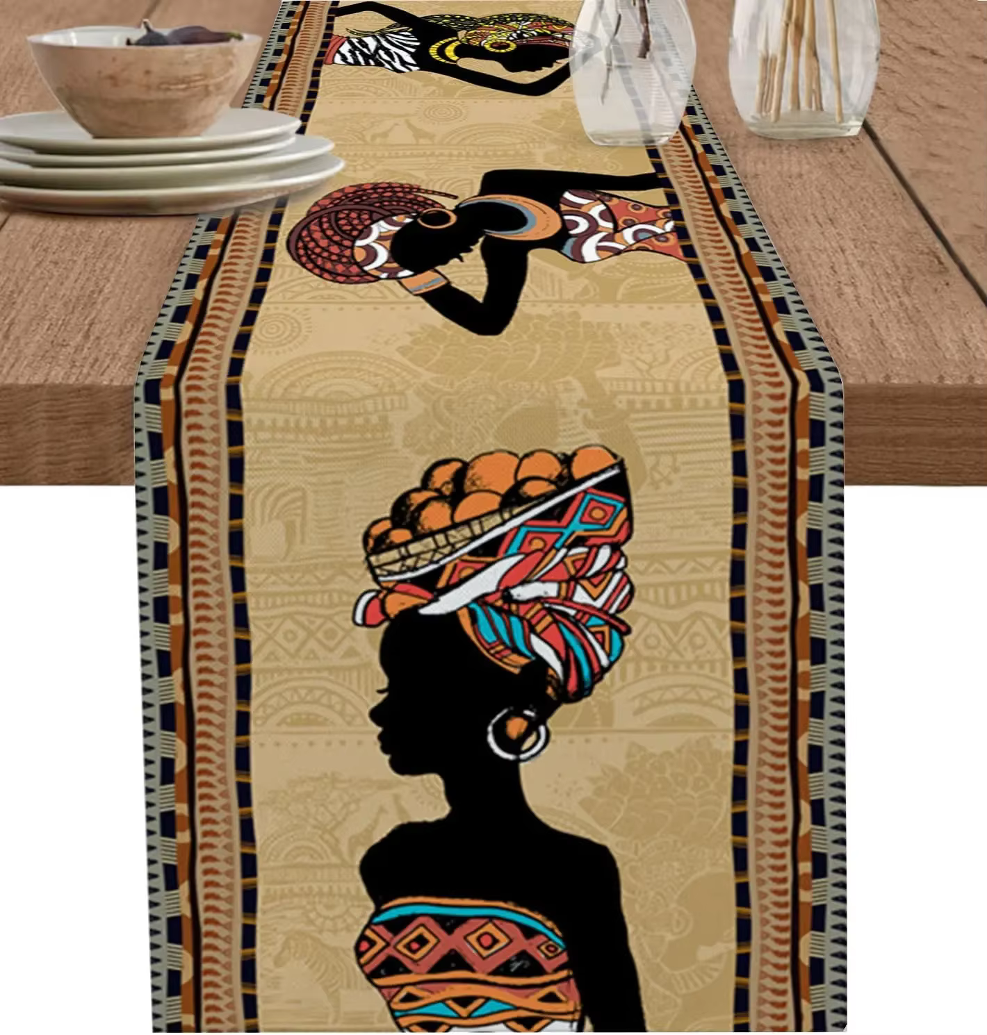 DOM INIC-Chemins de table en lin pour femmes africaines Boho, écharpe de commode, décor de table, ta