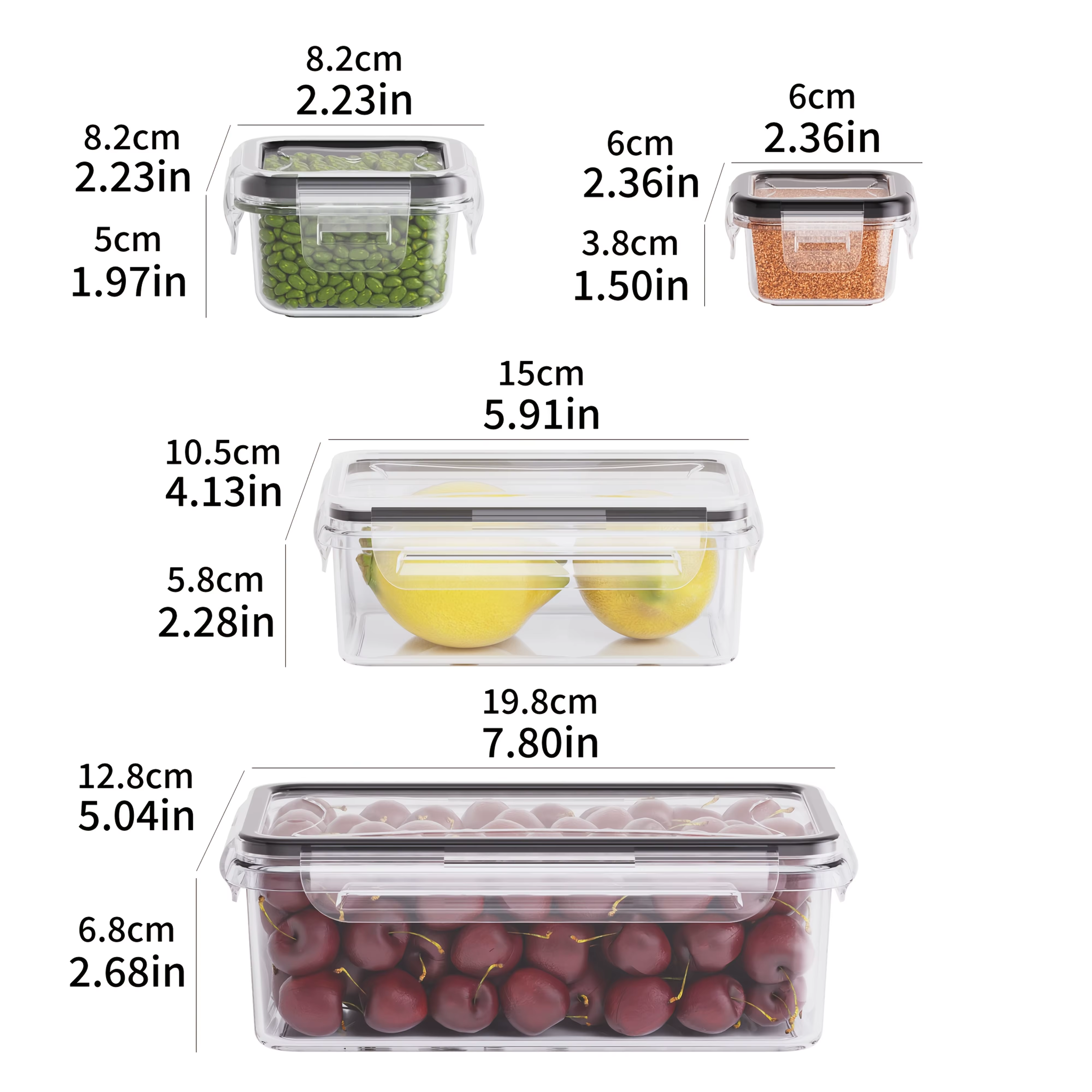 Ensemble de récipients de stockage des aliments de cuisine transparents – Coffre-fort pour micro-ond