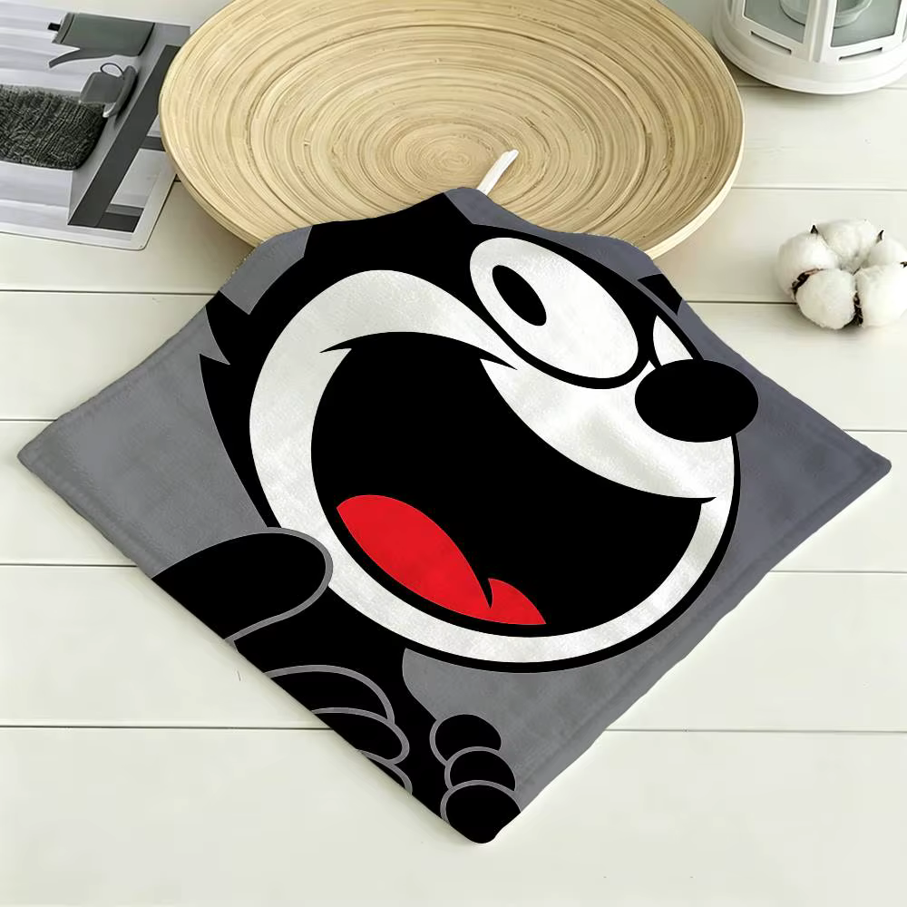 Serviette de cuisine suspendue en tissu polyester-coton, motif dessin animé F-Felix le chat, absorba