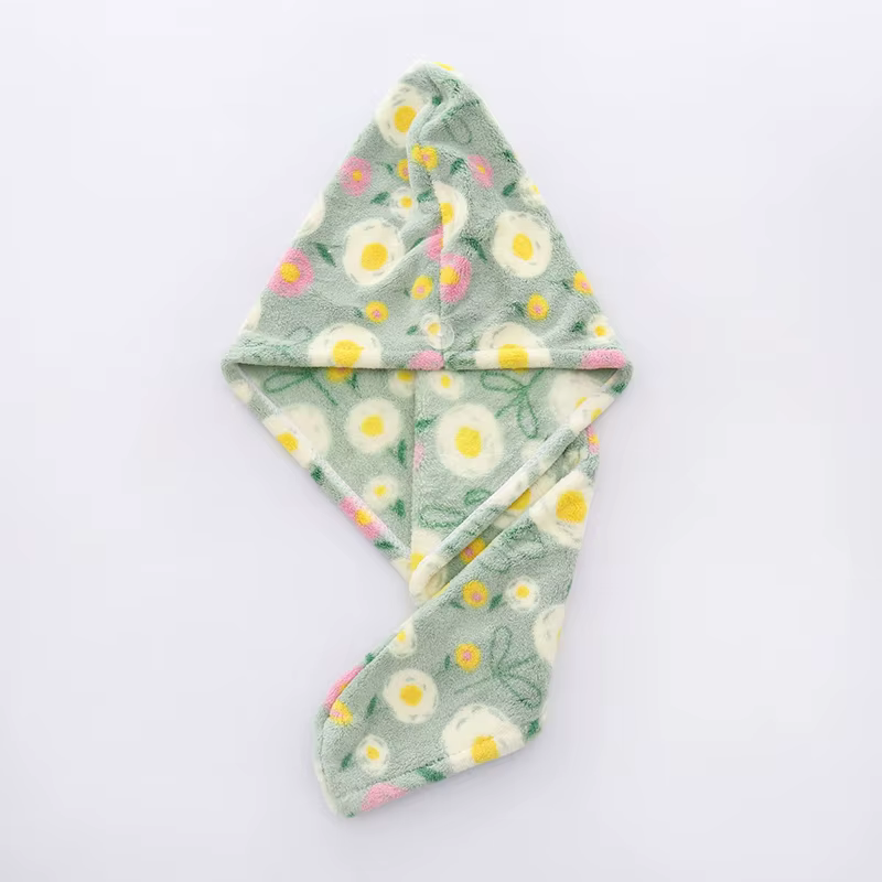 1 pièce de serviette pour cheveux secs à motifs de fleurs, douce et absorbante, bonnet pour cheveux 