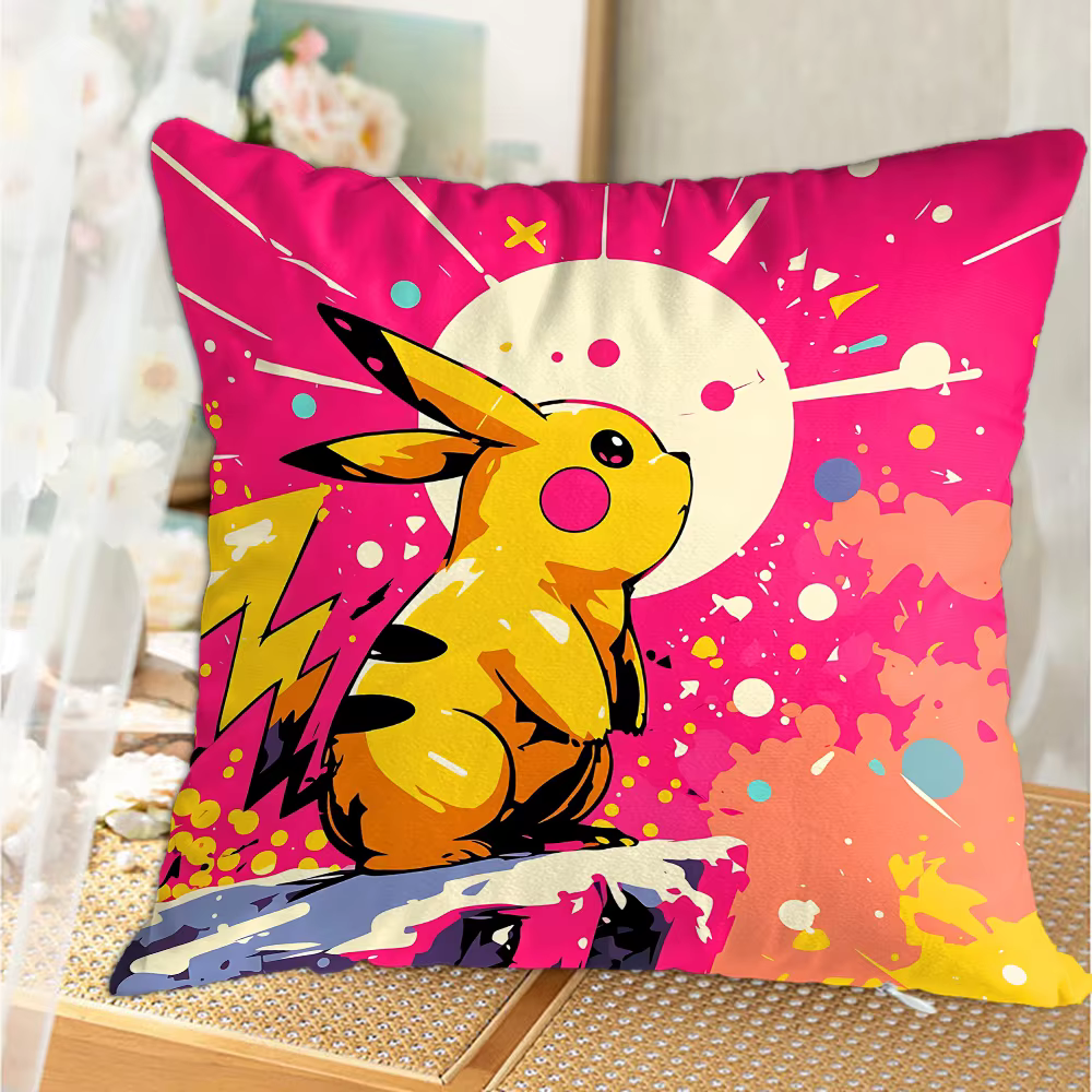 Housse de coussin décorative pour oreillers, décorations de luxe Kawaii P-Pilkachuus pour la maison,