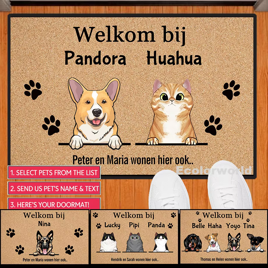 Tapis personnalisé pour animaux de compagnie, tapis de bienvenue pour chien et chat, tapis de sol, t