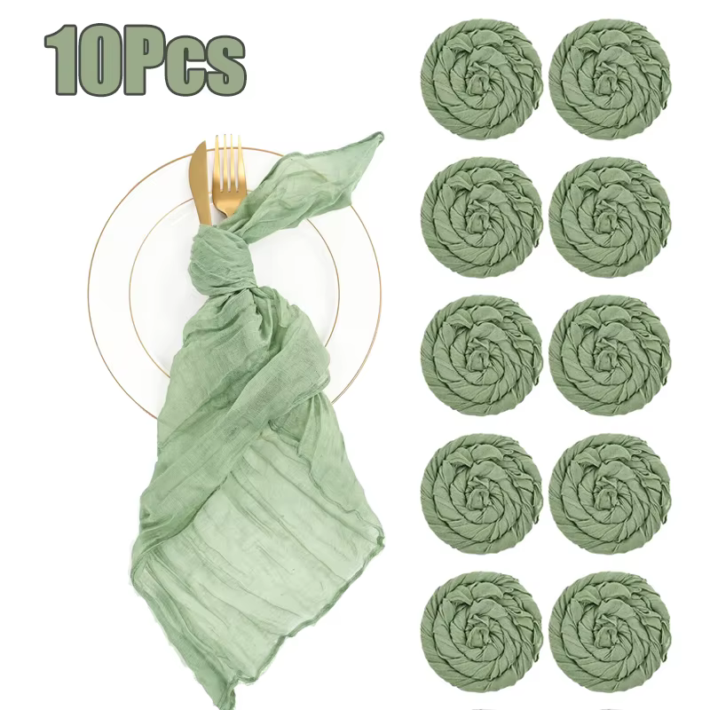 Serviettes de Table en gaze vert sauge pour mariage, style Boho, 50x50cm, décor de Table de service,