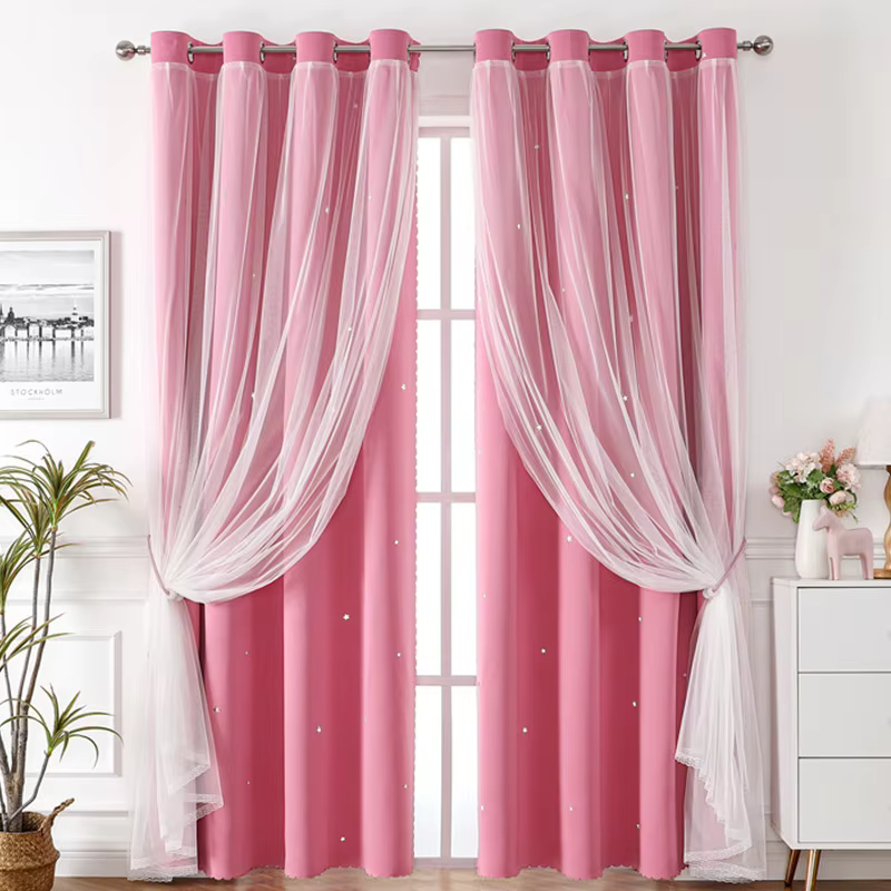 Rideaux de luxe multicolores à double couche en tissu transparent, adaptés aux salons, aux chambres 