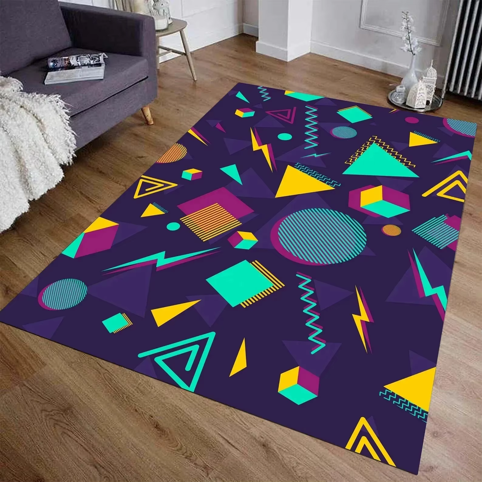 Tapis d'arcade étoiles Bowling Alley, rétro des années 90, antidérapant, pour Home cinéma, salle de