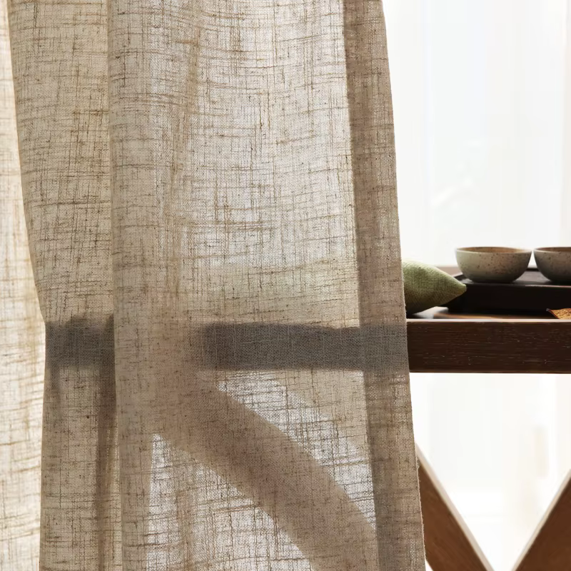 Rideaux transparents en coton et lin japonais, pour chambre à coucher, salon, bureau, ensemble de sa