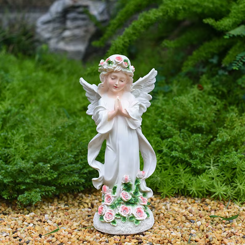 Belle résine ange ornement ange Figurine lampe solaire jardin veilleuse artisanat créatif maison sal