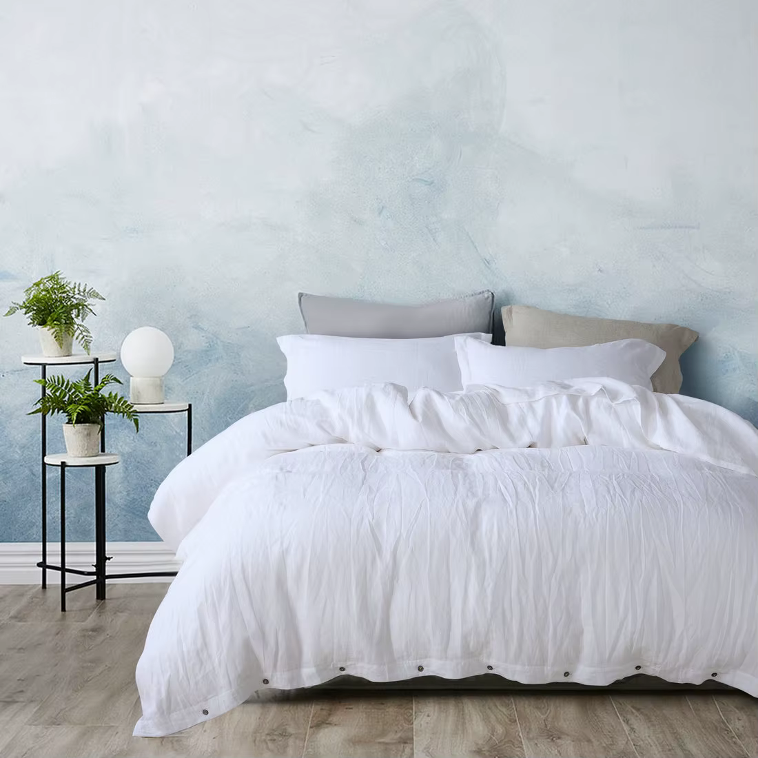 Housse de couette 100% lin français naturel, douce et confortable, Queen, Textile de maison Durable 