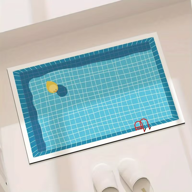 Tapis de sol antidérapant en caoutchouc pour salle de bain, super absorbant, séchage rapide, imprimé