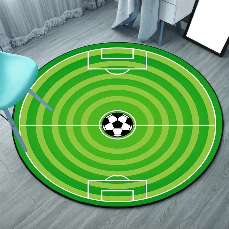 Tapis rond de terrain de Football pour chambre à coucher, mignon, dessin animé, pour chaise à bascul