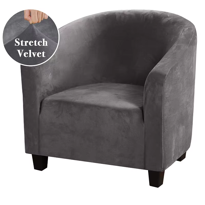 Housse de fauteuil club en velours,habillage étirable et amovible pour sofa de comptoir de bar, chai