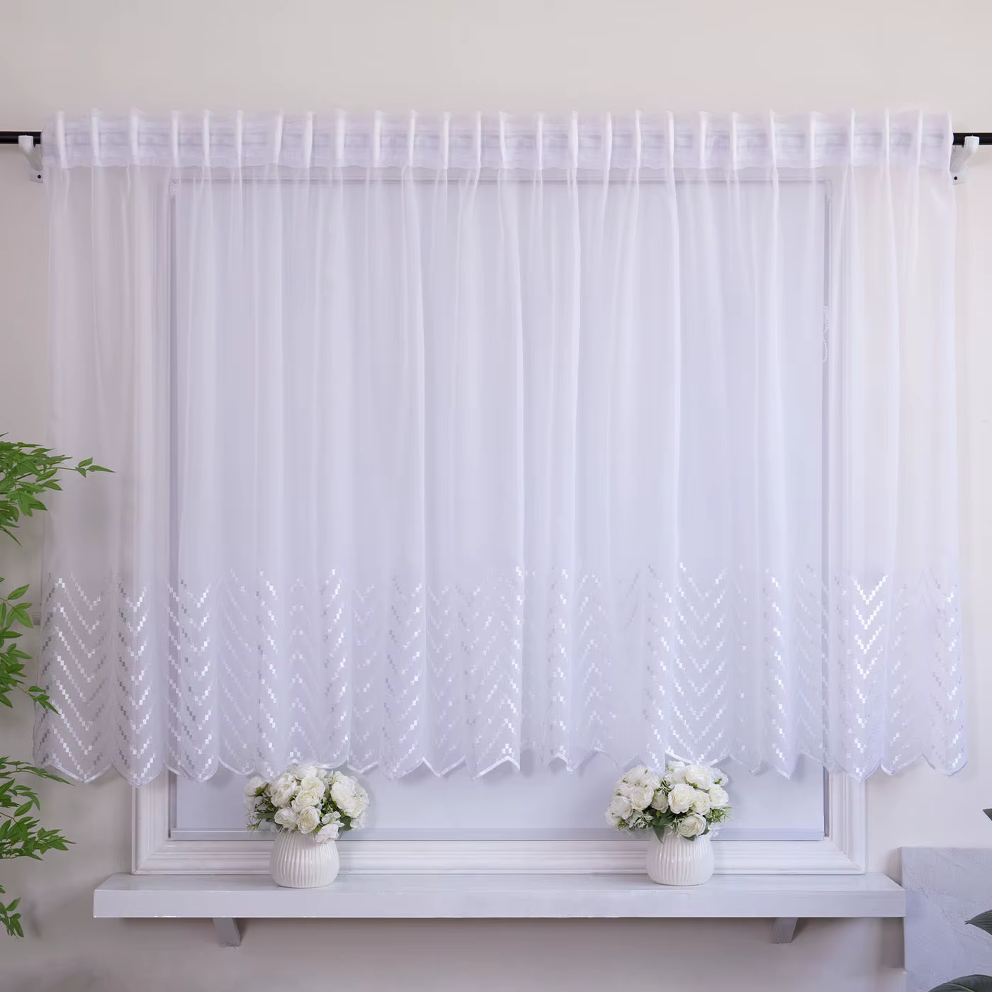 1 rideau transparent brodé blanc, draperie minimaliste en mousseline, décoration d'intérieur confort