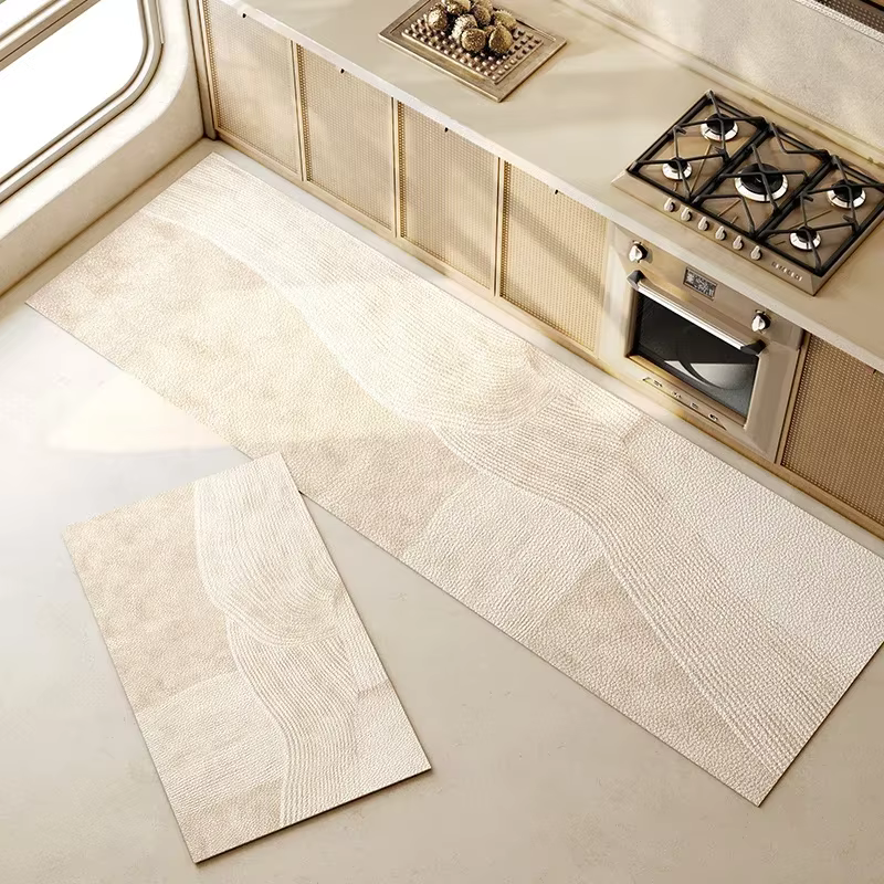 Tapis de sol de cuisine en Pvc, imperméable, résistant à l'huile, Long, en cuir, décoration de la ma