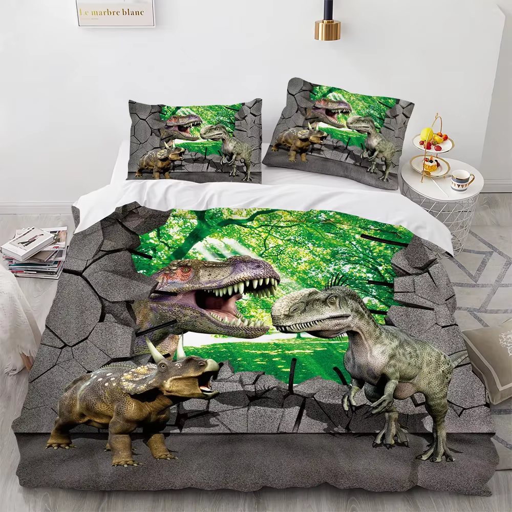 Ensemble de housse de couette dinosaure, taille King/Queen, pour enfants, garçons et filles, ensembl
