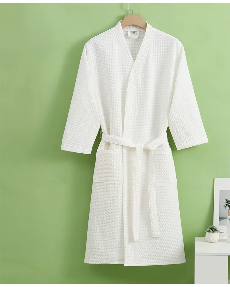 Peignoir pour femmes et hommes coton gaufré séchage rapide toutes saisons conception mince hôtel Bth